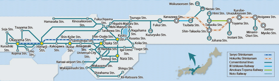 เส้นทางเดินรถบัตร Kansai-Hokuriku Area Pass