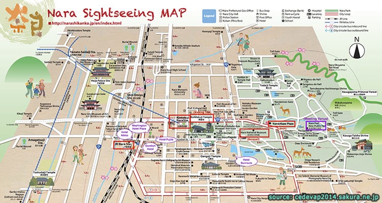 แจกฟรีแผนที่ท่องเที่ยวเมืองนารา Nara Tourist Map