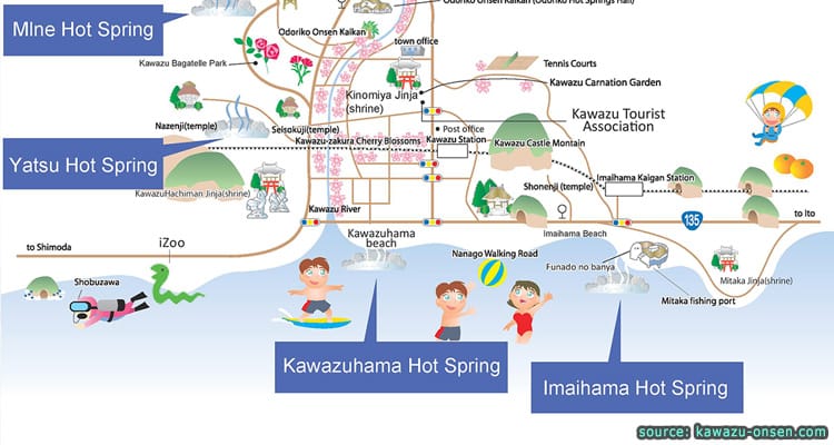 แจกฟรี แผนที่แหล่งท่องเที่ยวเมืองคาวาซุ จังหวัดชิซูโอกะ(Shizuoka)