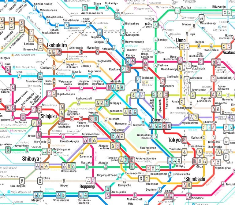 แจกฟรี แผนที่รถใต้ดินโตเกียว Tokyo Metro Subway Map