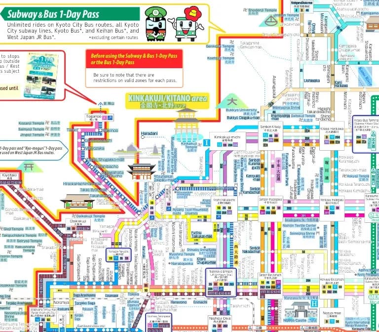 แผนที่รถบัสประจำเมืองเกียวโต Kyoto City Bus