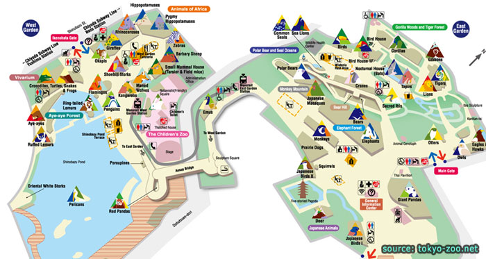 แผนที่ภายในสวนสัตว์อูเอโนะภาษาอังกฤษ Ueno Zoo Map เป็นไฟล์ PDF