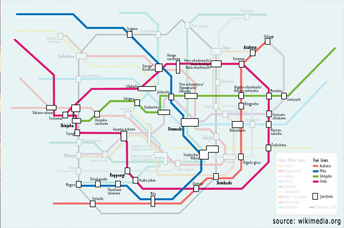 แผนที่รถไฟฟ้าใต้ดินของ Toei