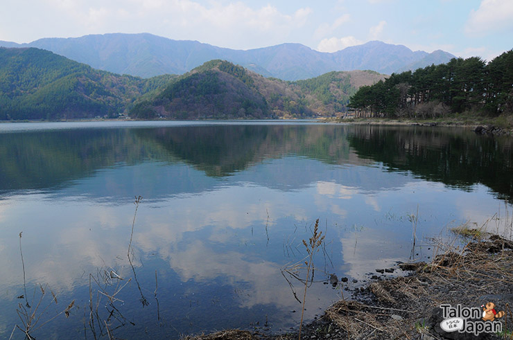 ทะเลสาปคาวากูชิโกะสะท้อนเงาภูเขา